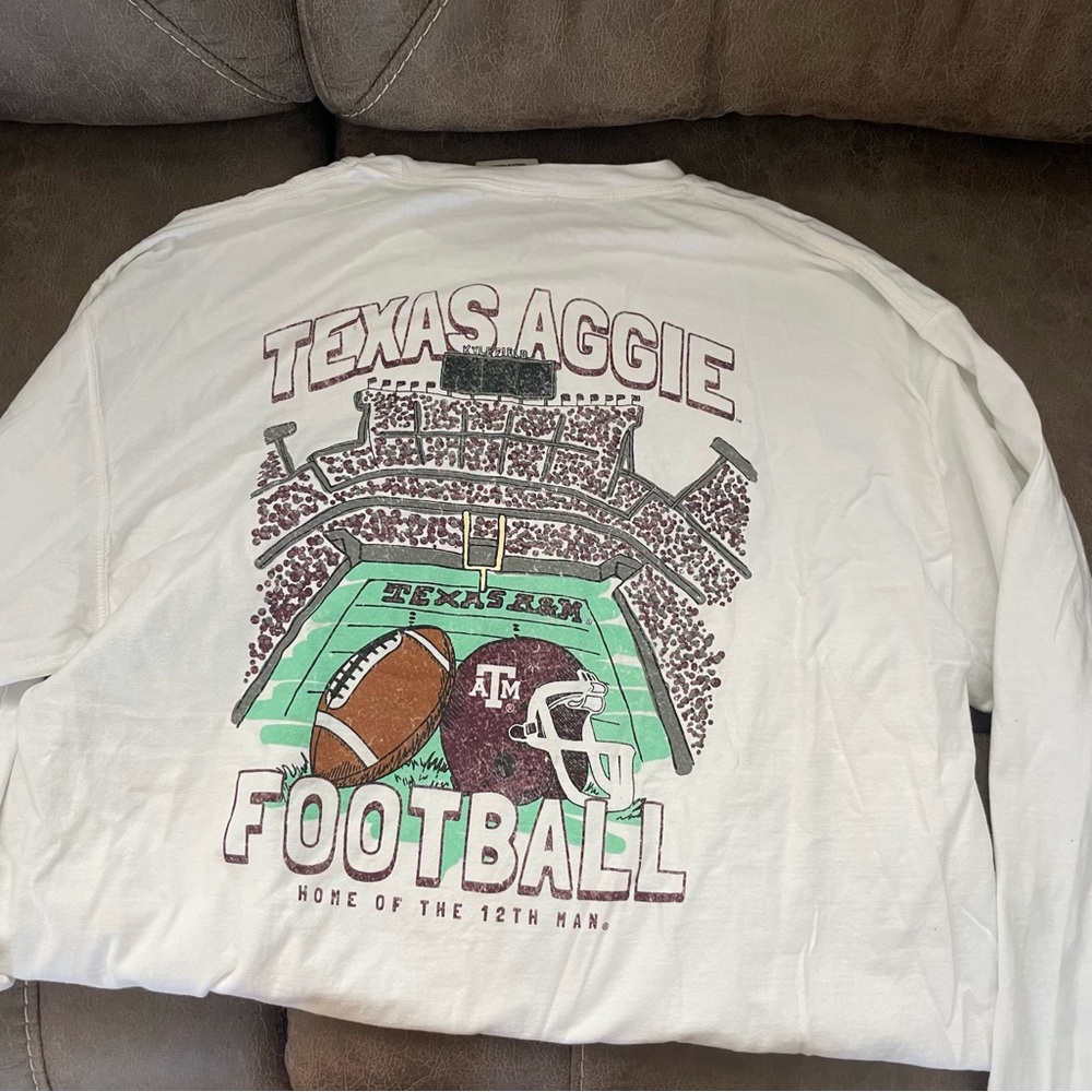 Comfort Colors White Texas Aggie Football Long Sleeve Tee
